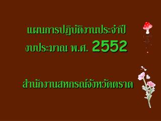 แผนการปฏิบัติงานประจำปีงบประมาณ พ.ศ. 2552