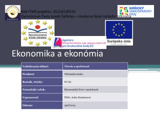 Ekonomika a ekonómia