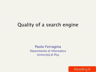 Quality of a search engine