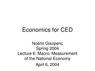 Economics for CED