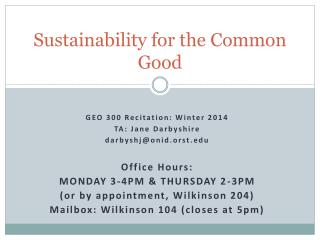 Sustainability for the Common Good