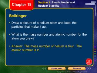 Section 1 Atomic Nuclei and Nuclear Stability