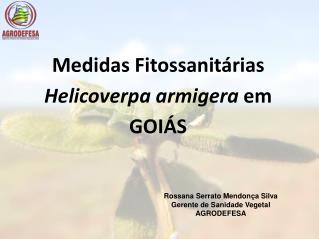 Medidas Fitossanitárias
 Helicoverpa armigera em GOIÁS