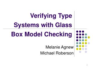 Verifying Type Systems with Glass Box Model Checking