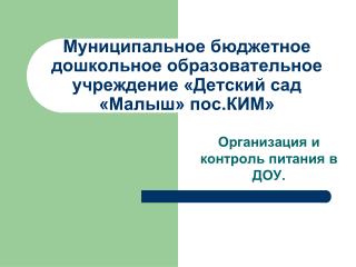 Муниципальное бюджетное дошкольное образовательное учреждение «Детский сад «Малыш» пос.КИМ»