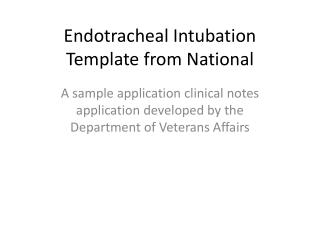 Endotracheal Intubation Template from National