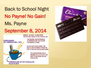 Back to School Night No Payne! No Gain! Ms. Payne September 8, 2014