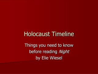 Holocaust Timeline