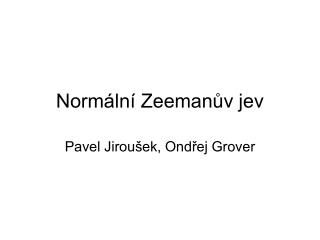 Normální Zeemanův jev