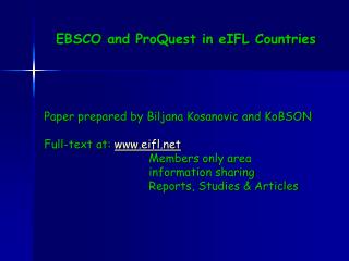 EBSCO and ProQuest in eIFL Countries