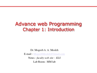 Advance web Programming Chapter 1: Introduction