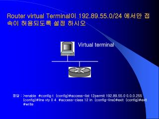 Router virtual Terminal 이 192.89.55.0/24 에서만 접속이 허용되도록 설정 하시오