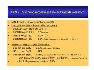 MIN - Forschungsergebnisse beim Prostatakarzinom