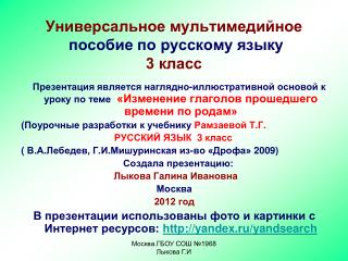 Универсальное мультимедийное пособие по русскому языку 3 класс