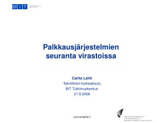 Palkkausjärjestelmien seuranta virastoissa