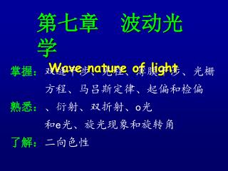 第七章 波动光学 Wave nature of light