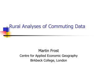 Rural Analyses of Commuting Data