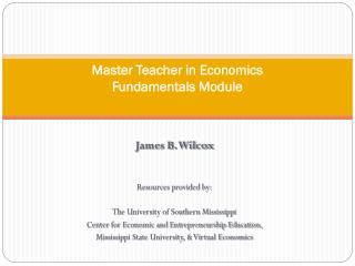 Master Teacher in Economics Fundamentals Module