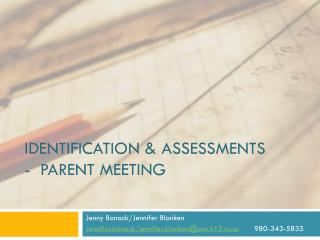 Identification &amp; Assessments - Parent meeting
