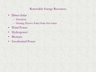 Renewable Energy Resources