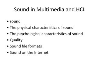 Sound in Multimedia and HCI