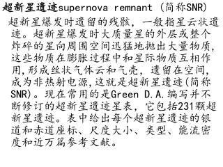 超新星遗迹 supernova remnant ( 简称 SNR)