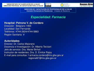 Especialidad: Farmacia