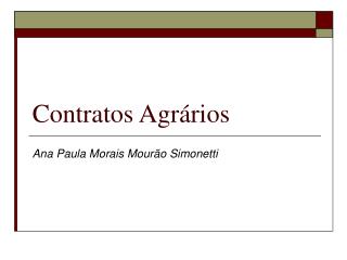 Contratos Agrários