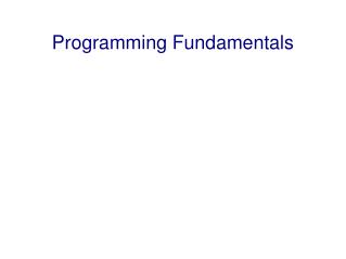 Programming Fundamentals