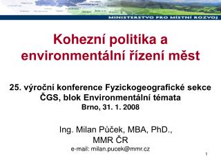 Kohezní politika a environmentální řízení měst