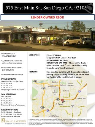 Price - $735,000 Long Term NNN Lease – Year 2024 6.5% CURRENT CAP RATE