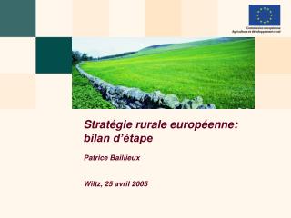 Stratégie rurale européenne: bilan d’étape Patrice Baillieux Wiltz, 25 avril 2005
