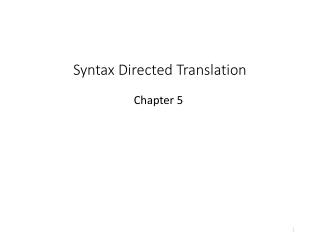 Syntax Directed Translation