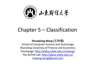 Chapter 5 – Classification