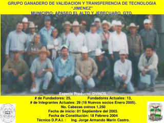 GRUPO GANADERO DE VALIDACION Y TRANSFERENCIA DE TECNOLOGIA “JIMENEZ”