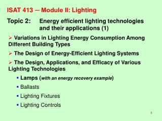 ISAT 413 ─ Module II:	Lighting