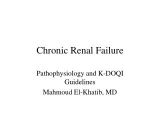 Chronic Renal Failure