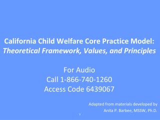 Adapted from materials developed by Anita P. Barbee, MSSW, Ph.D.