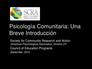 Psicología Comunitaria: Una Breve Introducción