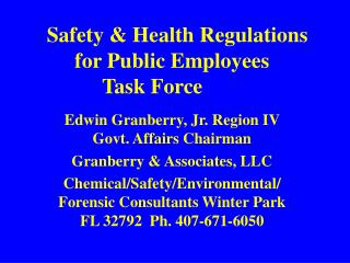 Safety &amp; Health Regulations for Public Employees Task Force