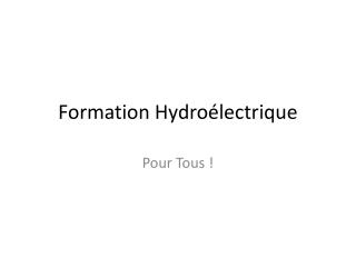Formation Hydroélectrique