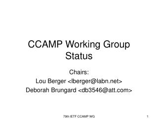 79th IETF CCAMP WG