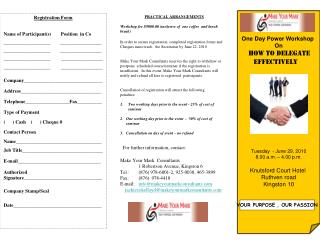 Registration Form Name of Participant(s) Position in Co