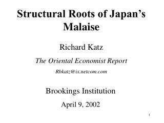 Structural Roots of Japan’s Malaise
