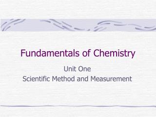 Fundamentals of Chemistry