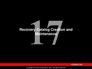 Recovery Catalog Creation and Maintenance