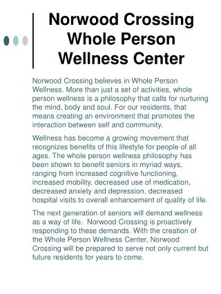 Norwood Crossing Whole Person Wellness Center