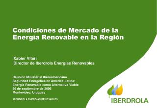 Condiciones de Mercado de la Energía Renovable en la Región