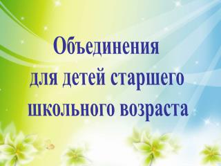 Объединения для детей старшего школьного возраста