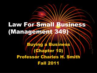 Law For Small Business (Management 349)